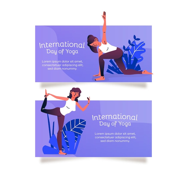 Free Vector hand drawn international day of yoga banner