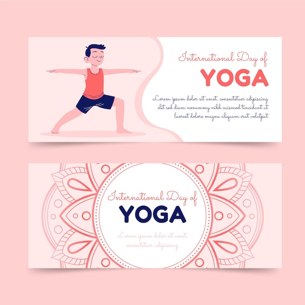 Free vector hand drawn international day of yoga banners set