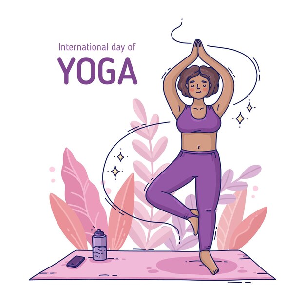 Hand drawn international day of yoga illustration