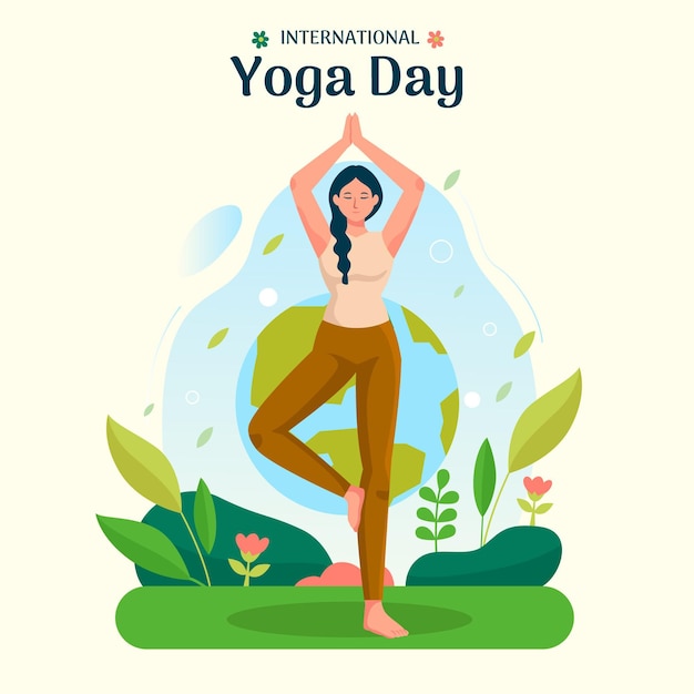 Hand drawn international day of yoga illustration