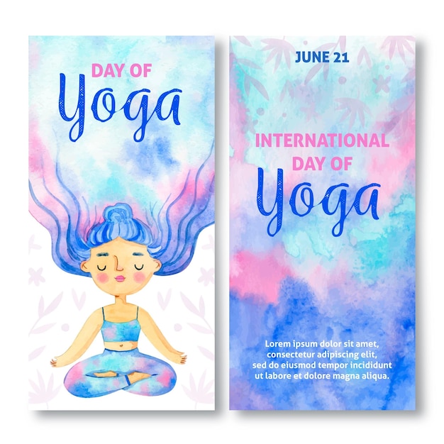 Hand drawn international day of yoga vertical banner