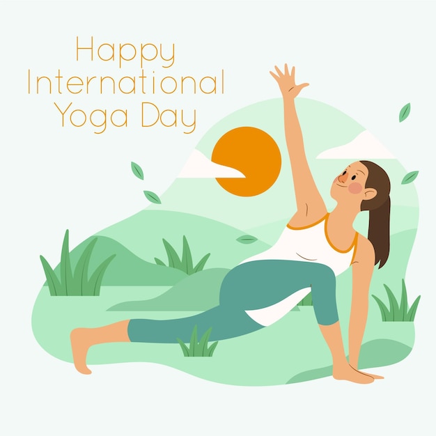 Hand drawn international day of yoga