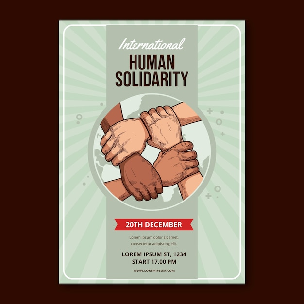 Free Vector hand drawn international human solidarity day poster template