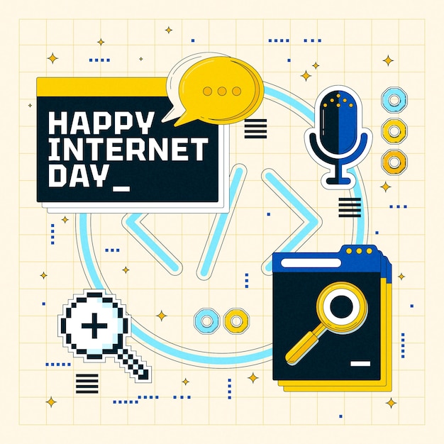 Free Vector hand drawn international internet day illustration