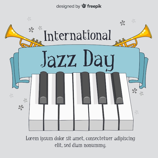 Free Vector hand drawn international jazz day background