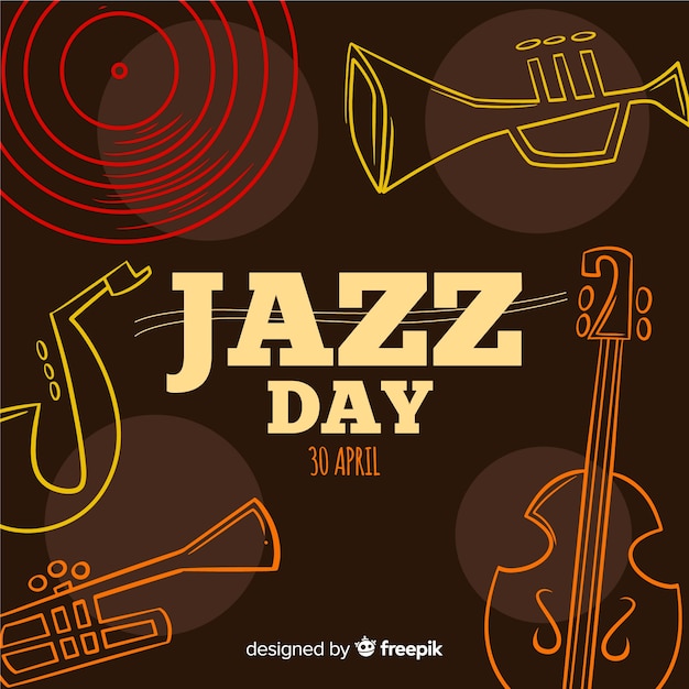 Hand drawn international jazz day background