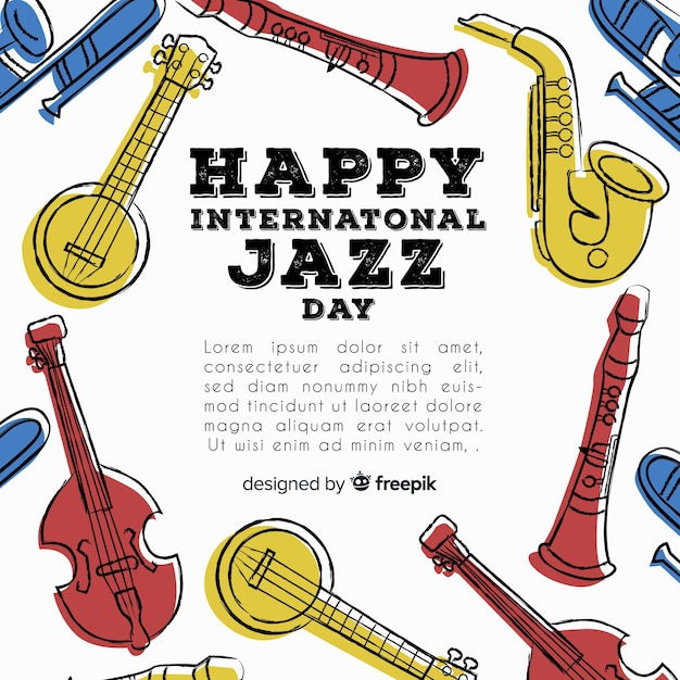 Hand drawn international jazz day background