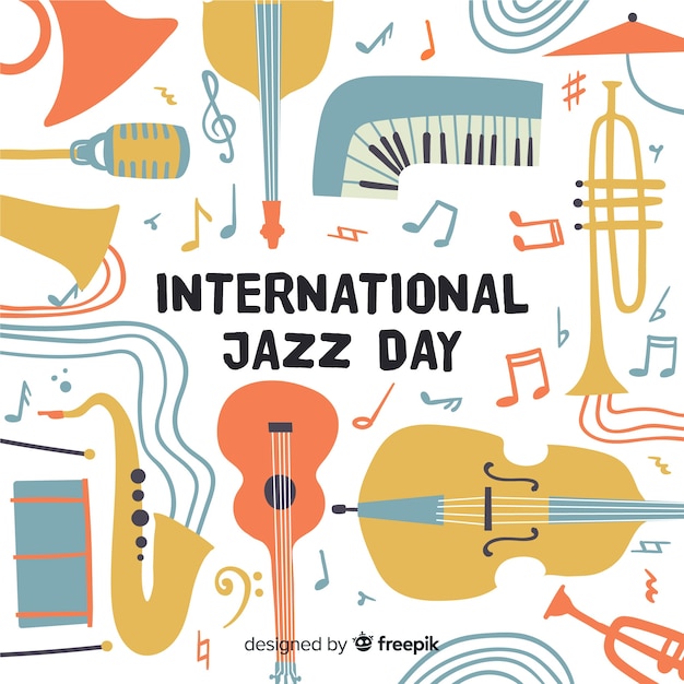 Hand drawn international jazz day background