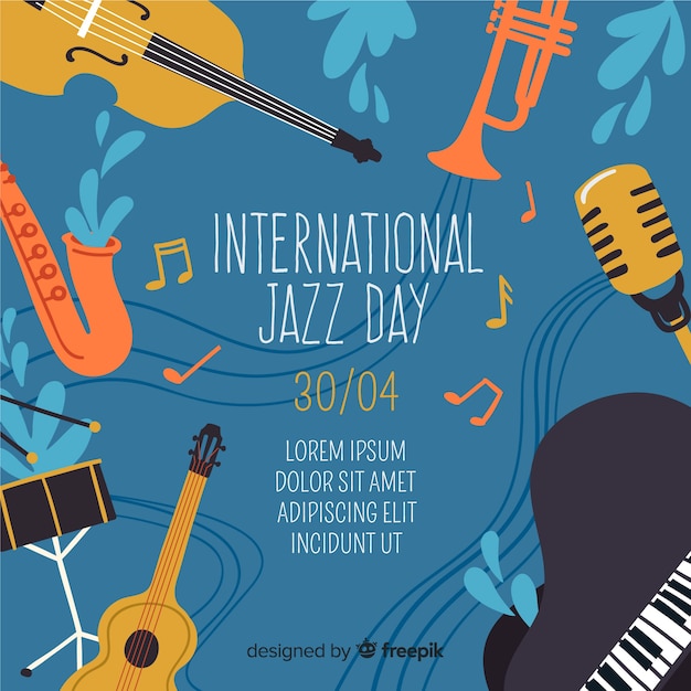 Free Vector hand drawn international jazz day background