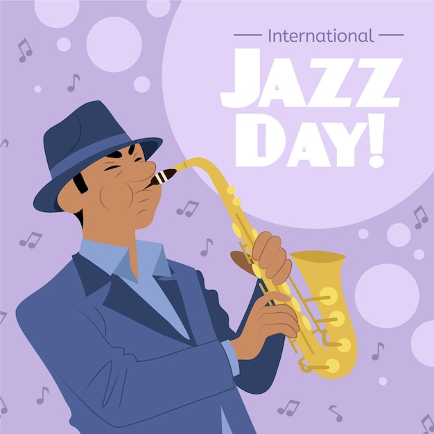 Hand drawn international jazz day illustration