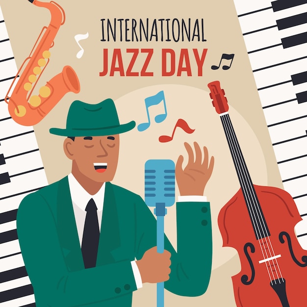 Free Vector hand drawn international jazz day illustration