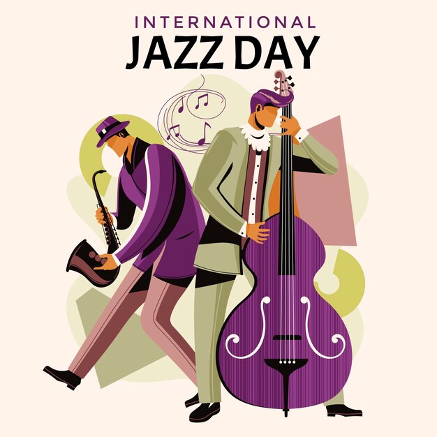 Hand drawn international jazz day illustration