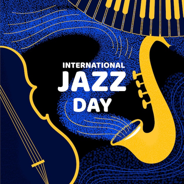 Hand drawn international jazz day illustration