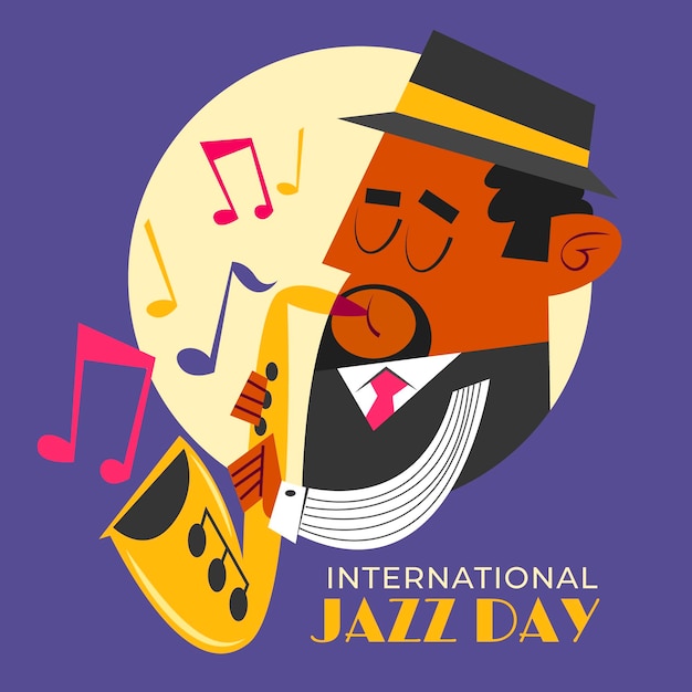 Hand drawn international jazz day illustration