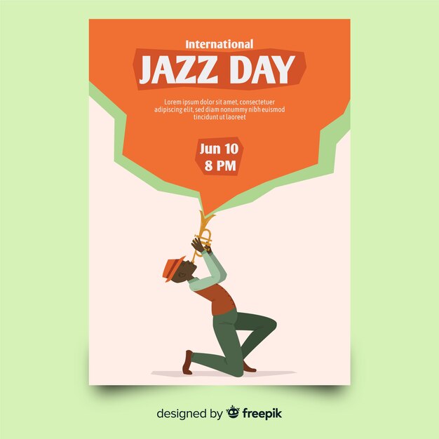 Free Vector hand drawn international jazz day poster template