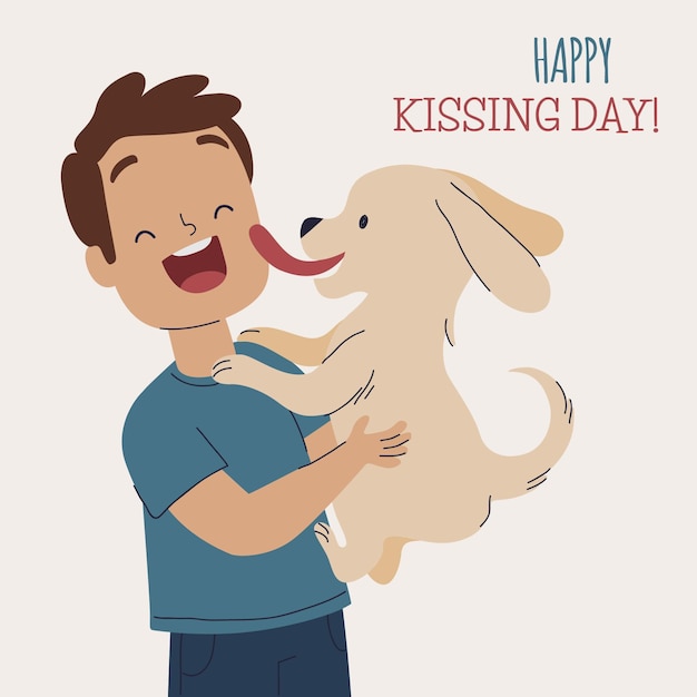 Hand drawn international kissing day illustration