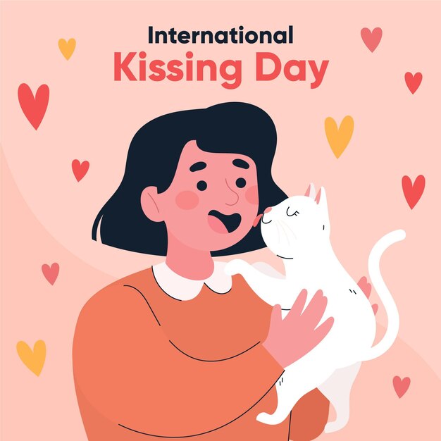 Hand drawn international kissing day illustration