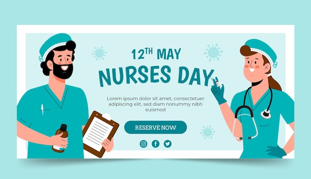 Hand drawn international nurses day horizontal banner template