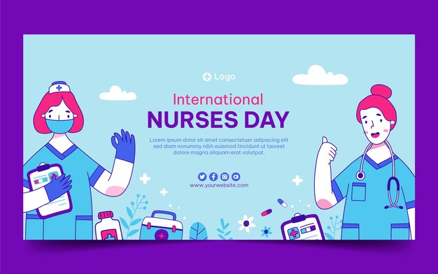 Hand drawn international nurses day social media post template