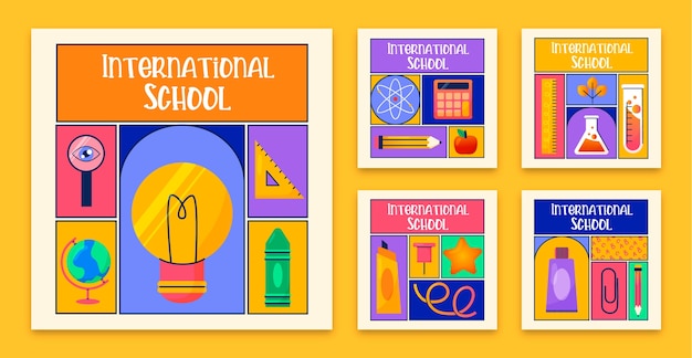 Hand drawn international school  instagram posts