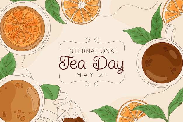 Hand drawn international tea day background