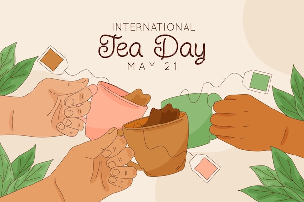 Hand drawn international tea day background