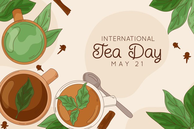 Hand drawn international tea day background