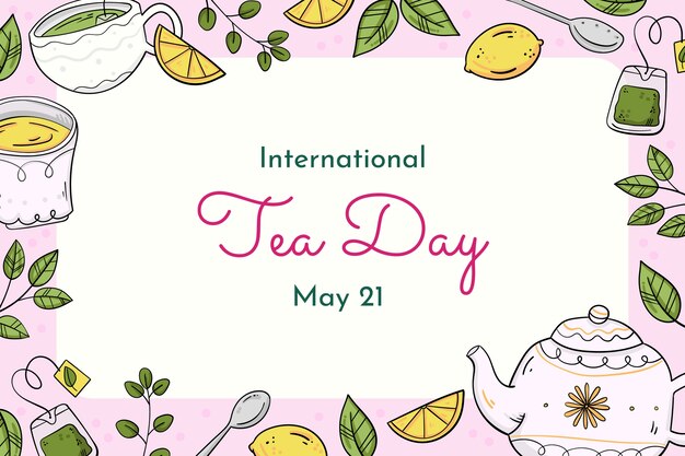 Hand drawn international tea day background