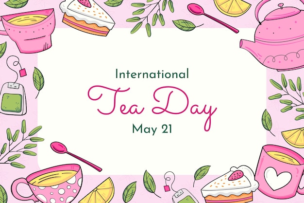 Hand drawn international tea day background