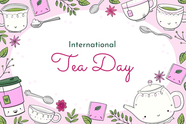 Free Vector hand drawn international tea day background