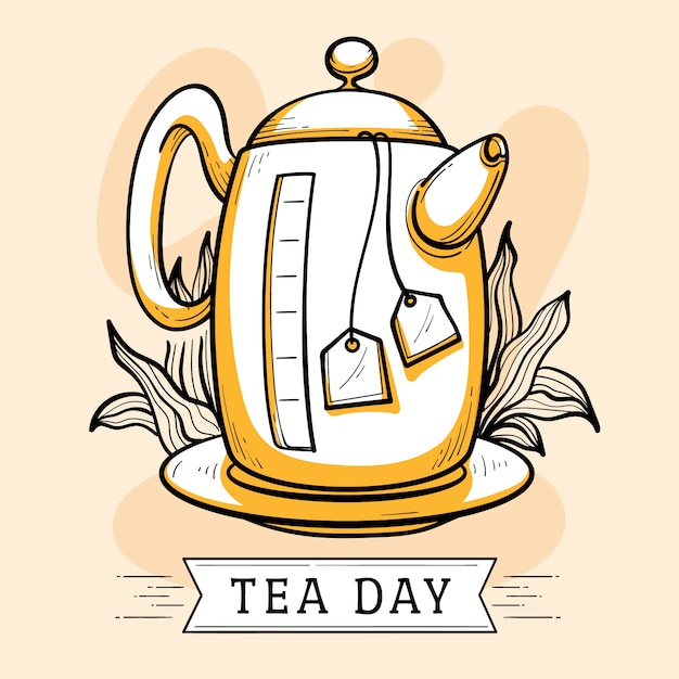 Hand drawn international tea day illustration