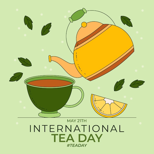 Hand drawn international tea day illustration