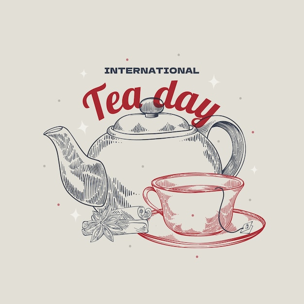 Free Vector hand drawn international tea day illustration