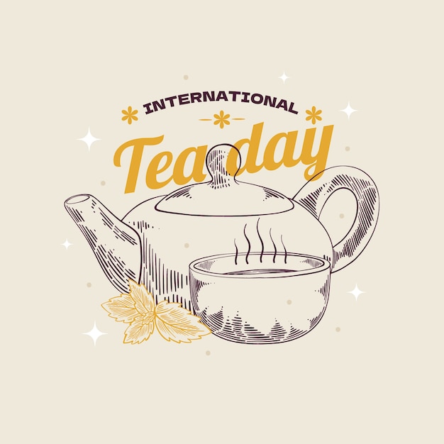 Hand drawn international tea day illustration