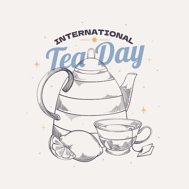 Hand drawn international tea day illustration