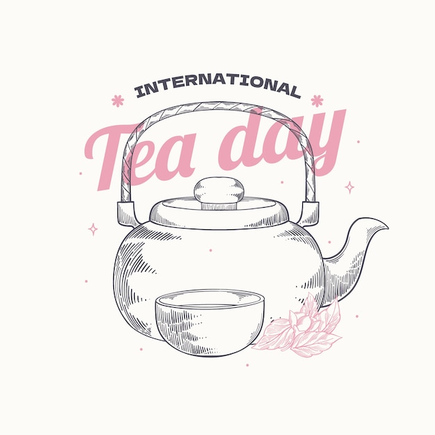 Hand drawn international tea day illustration