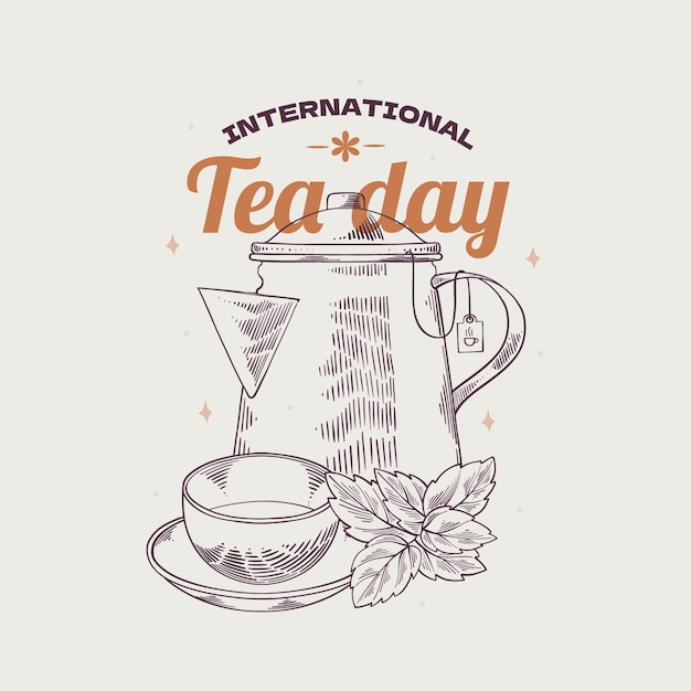 Hand drawn international tea day illustration