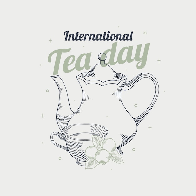 Hand drawn international tea day illustration