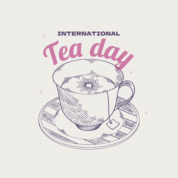 Hand drawn international tea day illustration