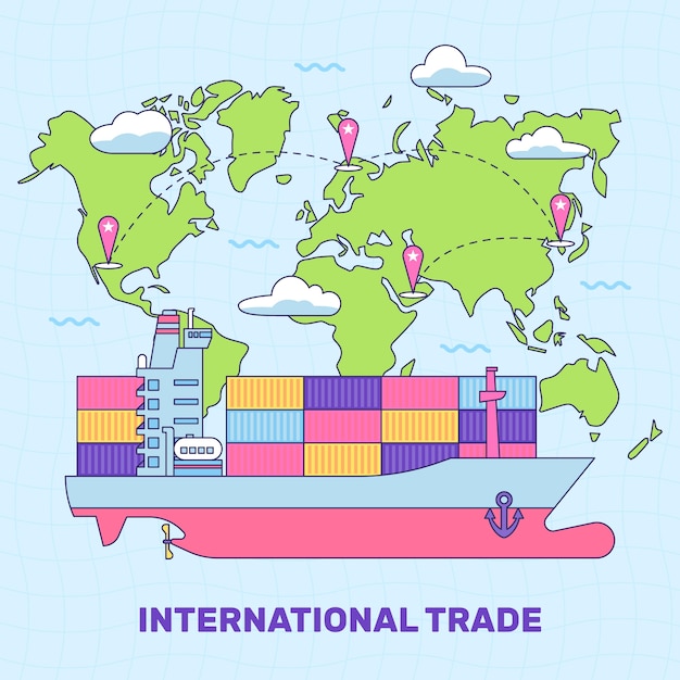 Hand drawn international trade illustration