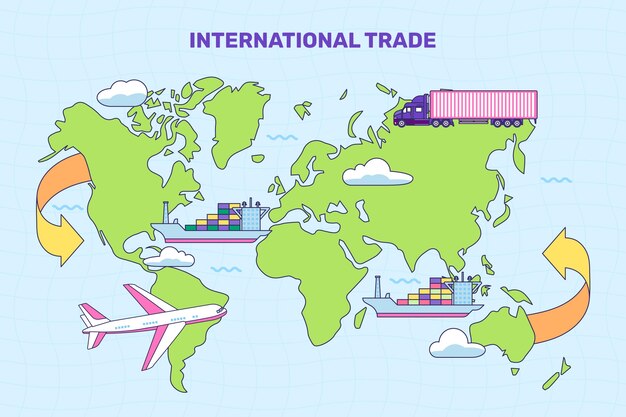 Hand drawn international trade illustration