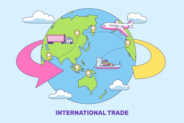 Hand drawn international trade illustration