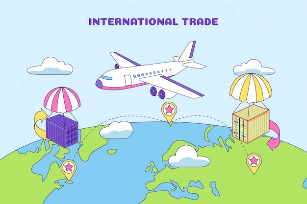 Hand drawn international trade illustration