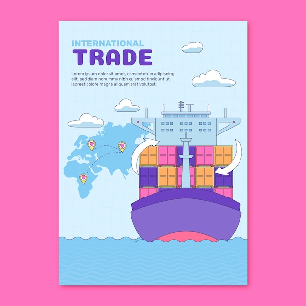 Hand drawn international trade poster