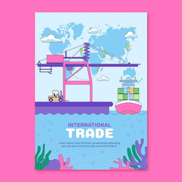 Hand drawn international trade poster