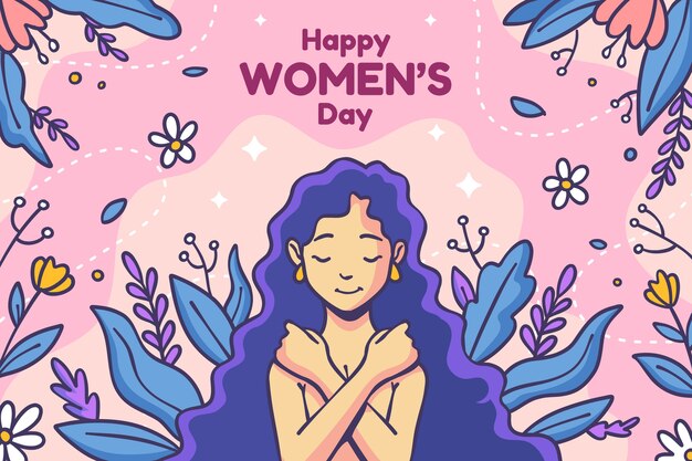 Hand drawn international women's day background