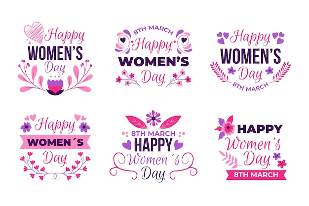 Hand drawn international women's day badge collection