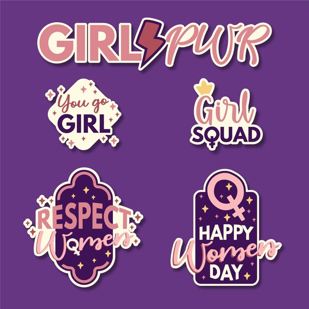 Hand drawn international women's day badge collection