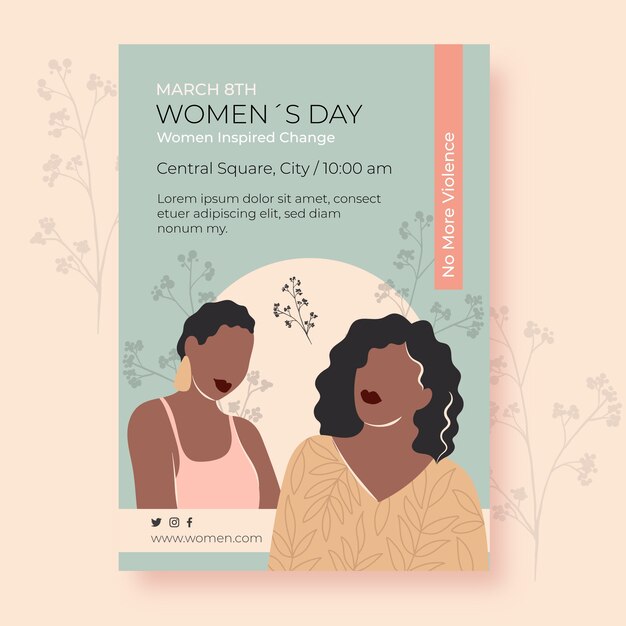 Hand drawn international women's day invitation template