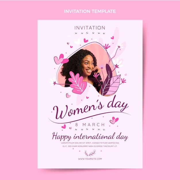 Hand drawn international women's day invitation template